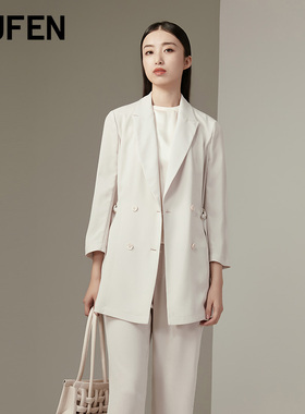 FUFEN福芬2024秋新款西装外套女修身收腰风衣商场同款FY-14861