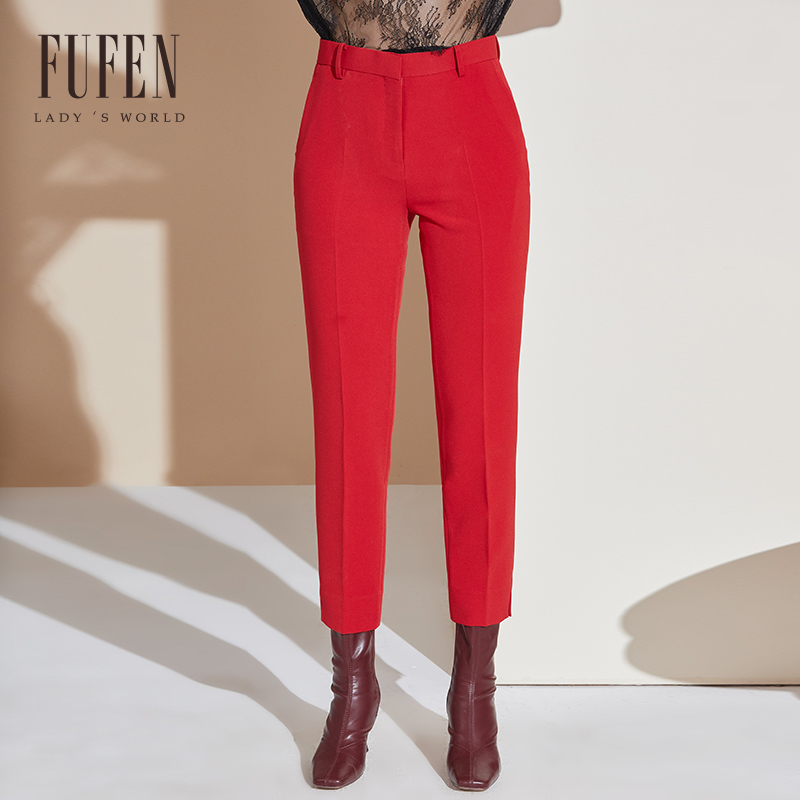 福芬秋季新款西装修身九分裤子