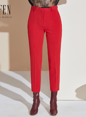 FUFEN福芬秋季新款西装裤子直筒修身显瘦九分休闲裤KZ-50303
