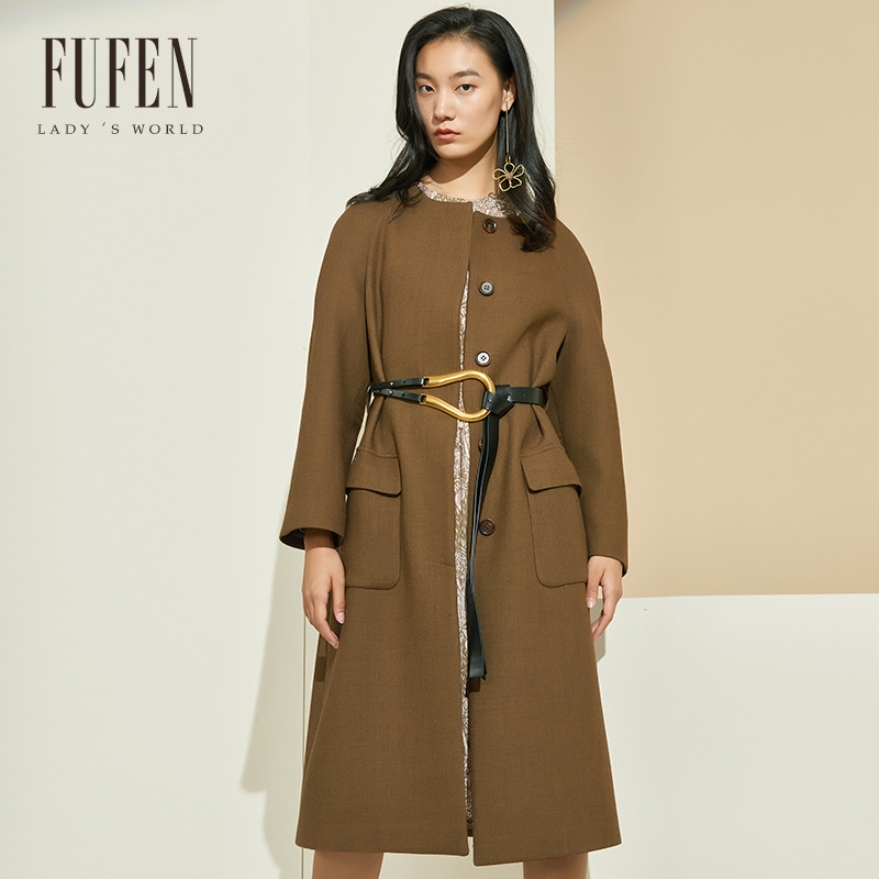 fufen福芬冬季新款羊毛大衣外套