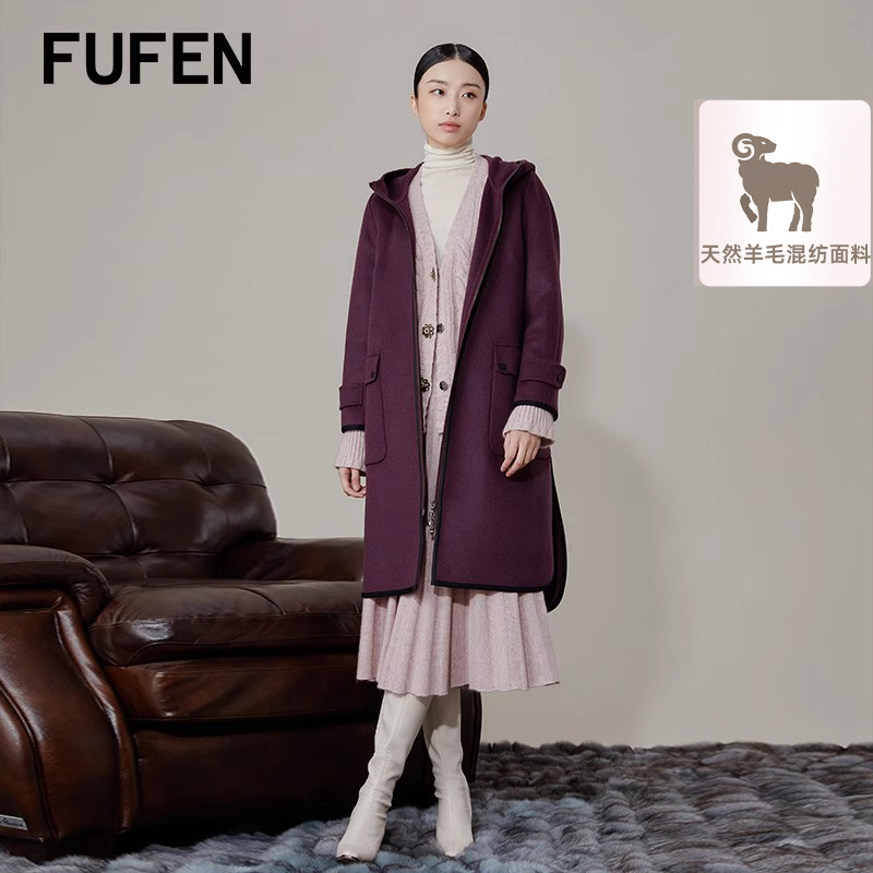 福芬中长款外套FUFEN羊毛大衣