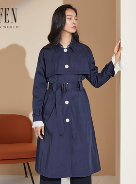 FUFEN福芬秋季新款中长款风衣直筒收腰外套FY-14353