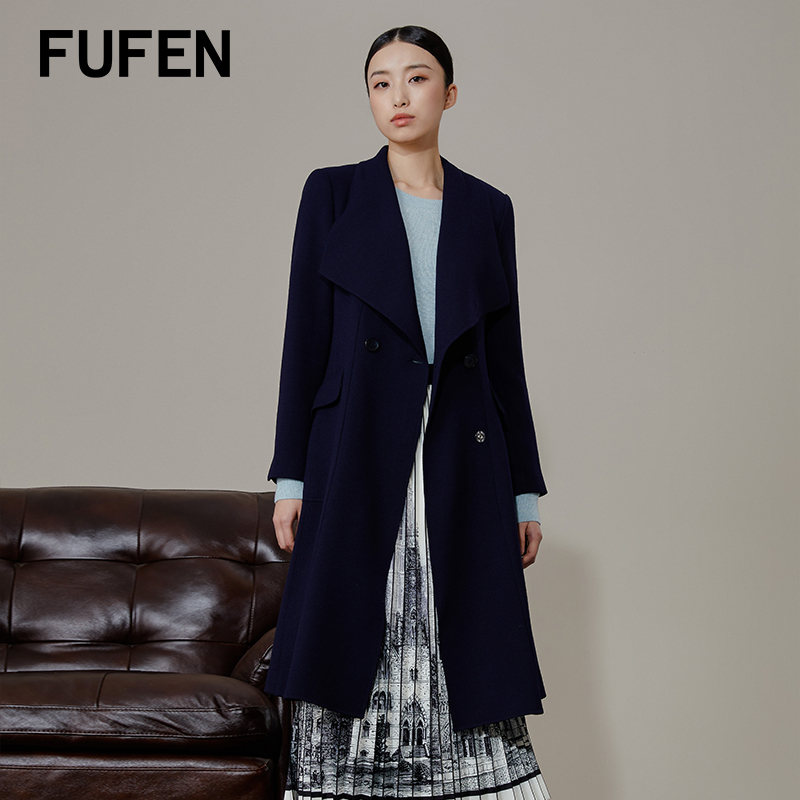 fufen聚酯纤维羊毛优雅毛呢外套