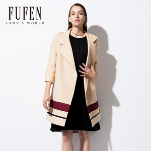 FUFEN福芬2019秋冬新款纯色羊毛大衣女宽松显瘦外套DY-10465-1
