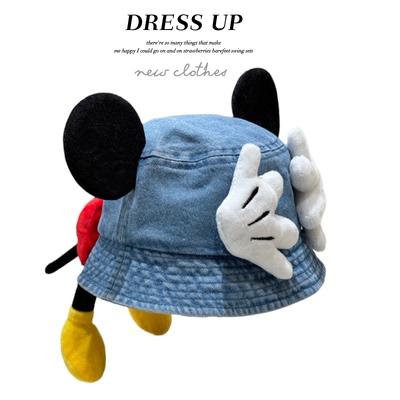 2025亲子可爱卡通米奇牛仔渔夫帽子女大耳朵造型设计恶搞网红拍照