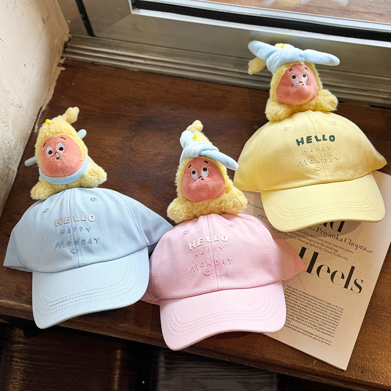 日韩HELLO星星人鸭舌帽亲子纯棉棒球帽遮阳防晒儿童帽春夏帽子新
