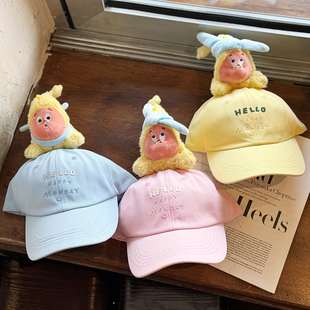 日韩HELLO星星人鸭舌帽亲子纯棉棒球帽遮阳防晒儿童帽春夏帽子新