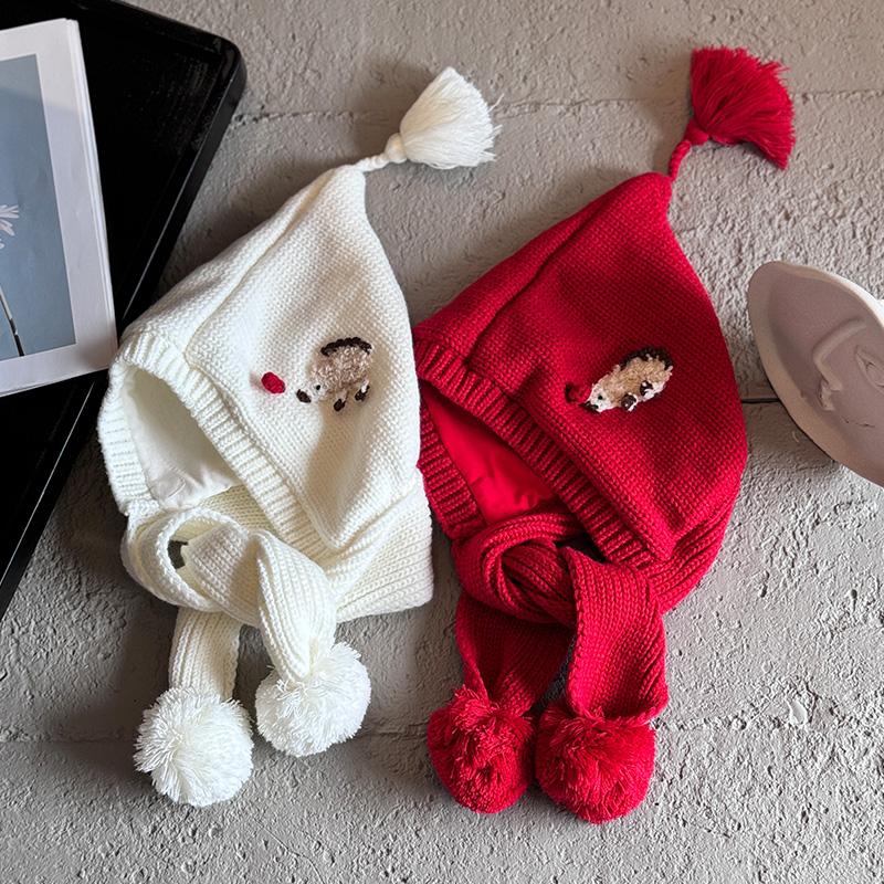 儿童帽子围巾一体加厚保暖