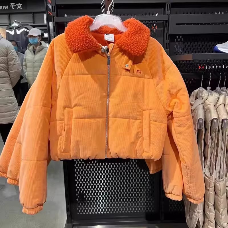 耐克Nike 女翻领灯芯绒保暖棉服短款休闲运动加厚外套DQ6931-871