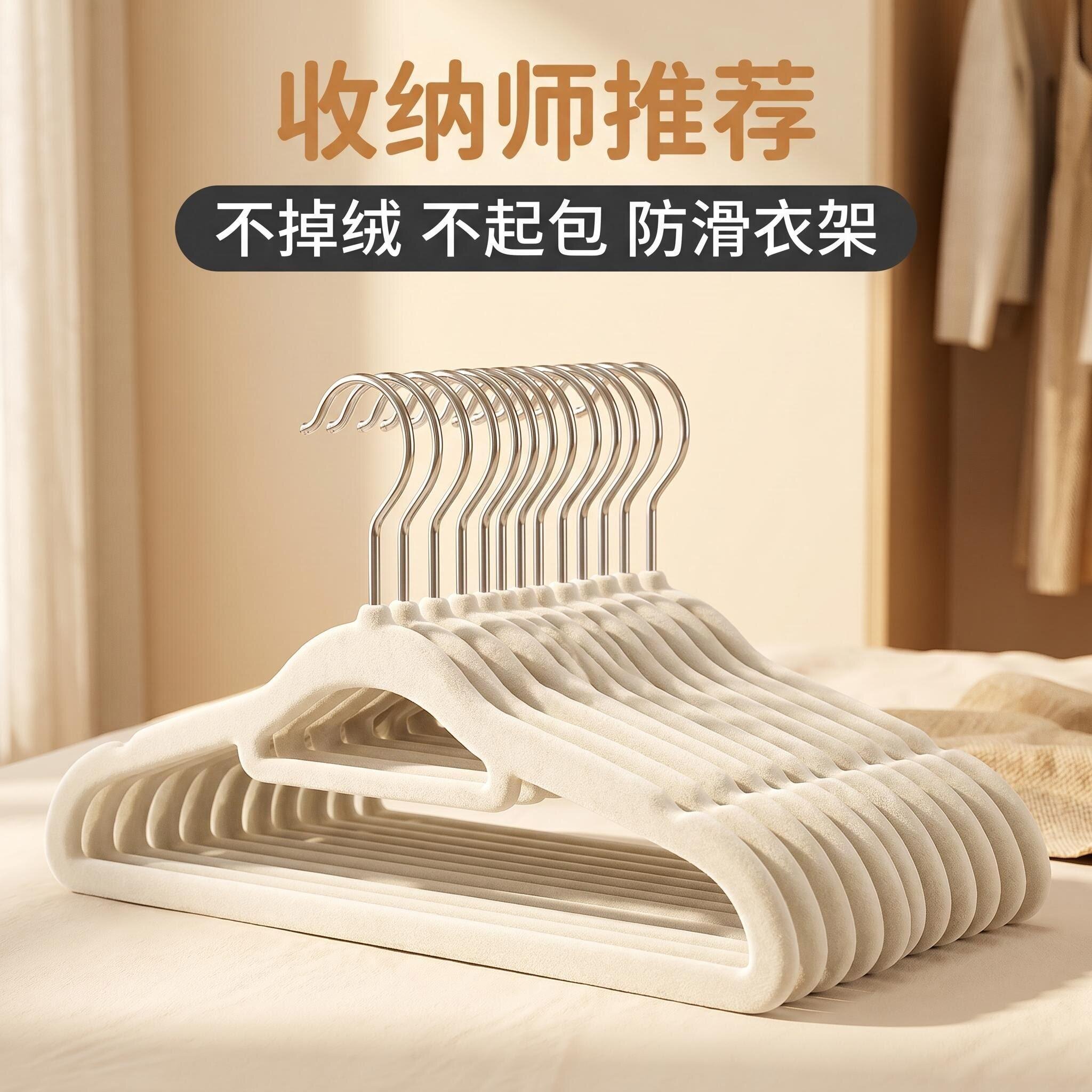 理空间防滑无痕植绒衣架图片