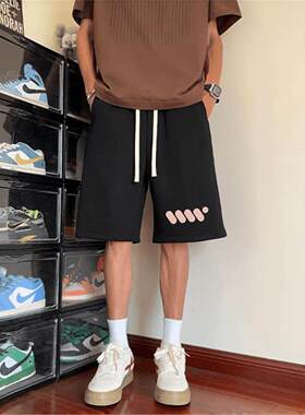 帅印男潮牌高街痞休闲oversize大码夏季短裤美式运动五分裤vibe花