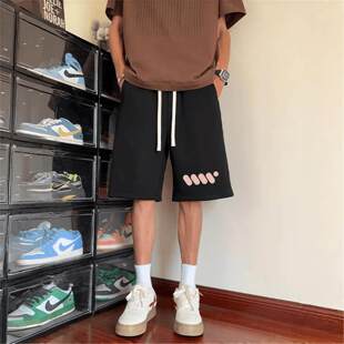 帅印男潮牌高街痞休闲oversize大码夏季短裤美式运动五分裤vibe花
