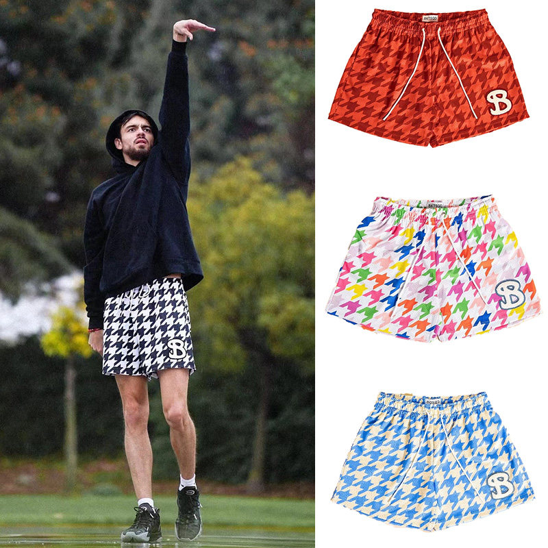 2025年夏季美式纸鹤满印网眼短裤男子运动训练四分裤潮牌不过膝潮