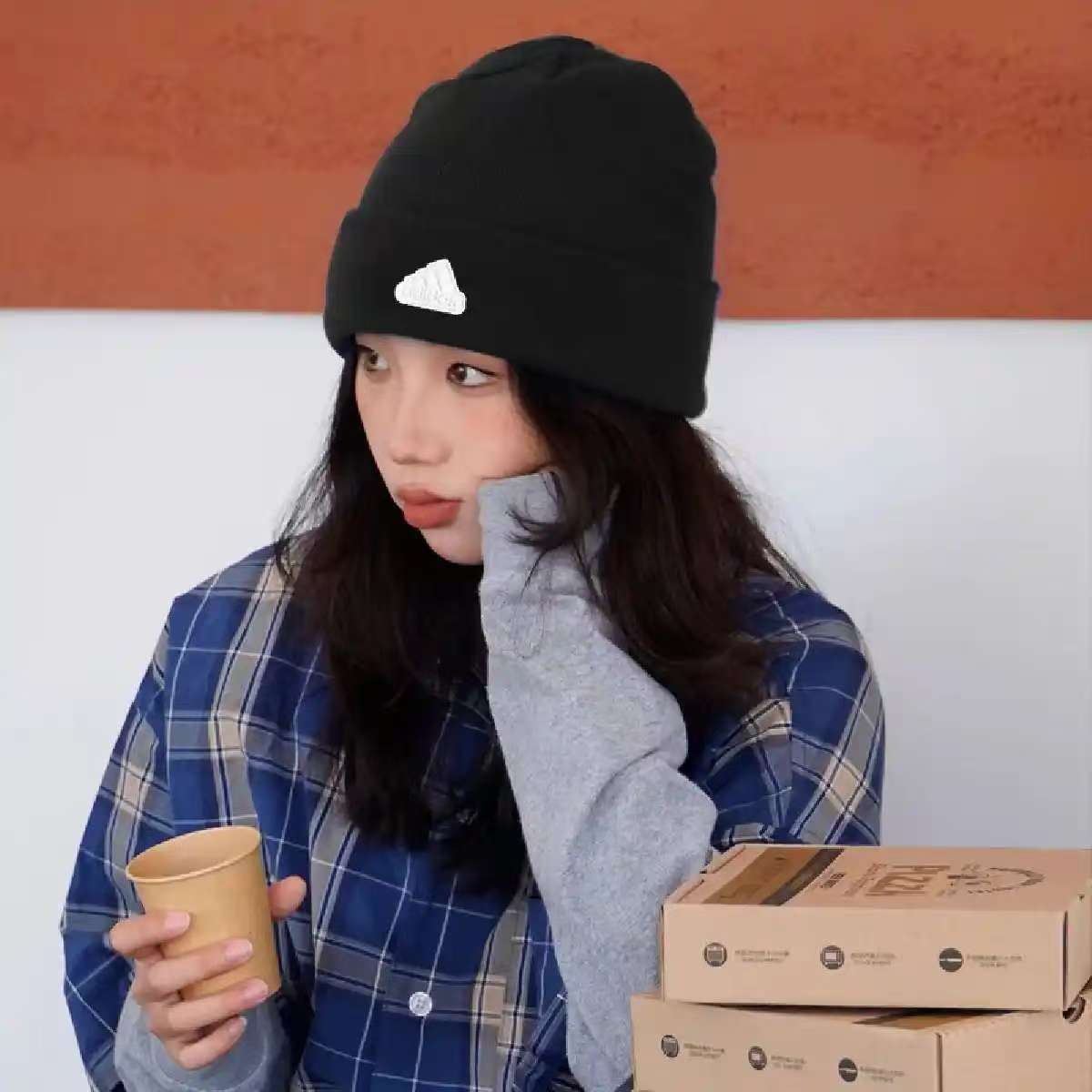 阿迪达斯简约运动针织帽男女同款