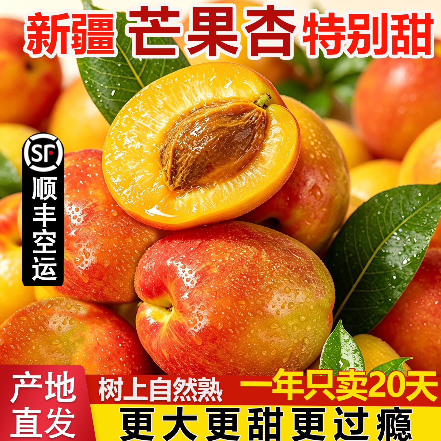 【阿克苏芒果杏】新疆甜杏子新鲜应季水果3-4斤礼盒装顺丰包邮