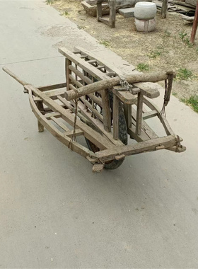 怀旧老物件老式独轮车推车木制手推车民俗复古装饰摆件收藏道具