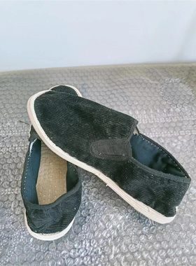 怀旧老物件老布鞋男款千层底旧布鞋纯手工老式布鞋黑鞋子复古摆件