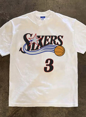 费城76人队球衣篮球艾弗森3号短袖T恤训练运动球服纯棉半袖上衣男