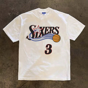 费城76人队球衣篮球艾弗森3号短袖T恤训练运动球服纯棉半袖上衣男