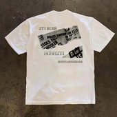 T恤男小众潮牌重磅300克打底衫 美式 休闲百搭字母报纸印花纯棉短袖