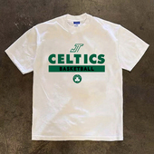 T恤小众潮牌运动休闲重磅小领口纯棉半袖 凯尔特人队同款 篮球短袖