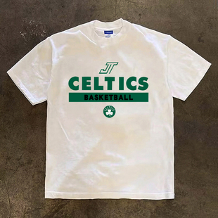凯尔特人队同款篮球短袖T恤小众潮牌运动休闲重磅小领口纯棉半袖