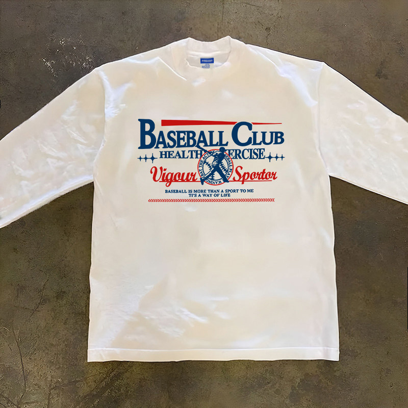 明星同款户外运动棒球短袖T恤小众潮牌纯棉重磅小领口长袖打底衫