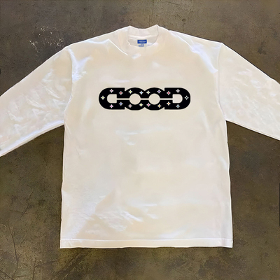 美式休闲简约百搭字母印花长袖T恤潮牌重磅纯棉小领口300克打底衫