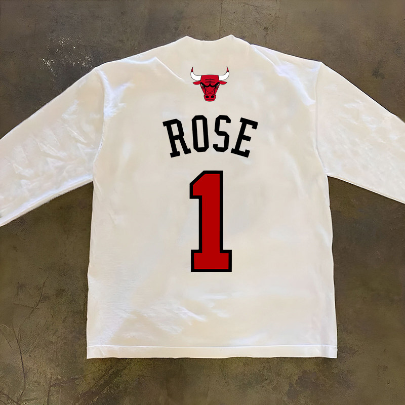 公牛队上衣德里克罗斯1号球衣篮球短袖T恤纯棉运动休闲长袖打底衫,男装,Polo衫,淘宝优惠券,粉丝福利购,淘宝优惠卷