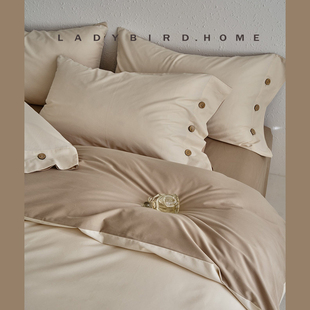 雾白沙驼 大地色系100支双股磨毛新疆棉AB双面柔软亲肤床单四件套