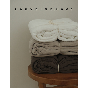 花大哥 纯色薄毯子夏凉被纱布宝宝浴巾 水洗做旧纯棉三层纱织盖毯