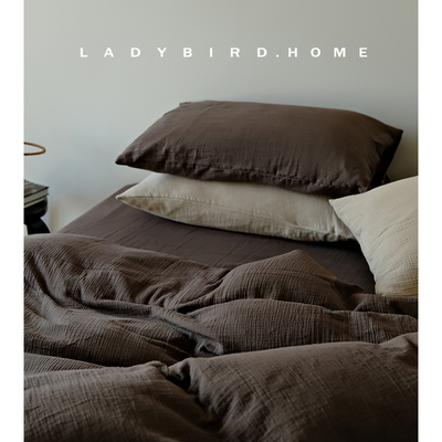 美拉德色慵懒纯棉皱皱纱四件套