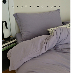 柔嫩紫 澳洲长绒棉针织纯棉纯色四件套a类裸睡天竺棉床单被套床笠