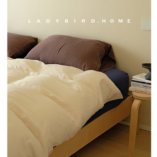 ladybirdhome 松软纯棉有氧双层纱床上四件套柔软a类亲肤床单床笠