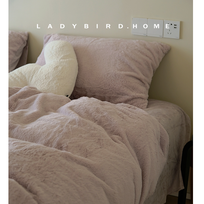 芋泥啵啵毛茸茸保暖加厚四件套