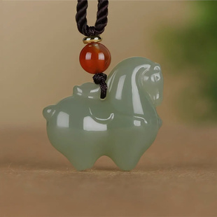 和田玉生肖马本命年吊坠男女款马到成功宝宝儿童挂件玉石玉坠项链