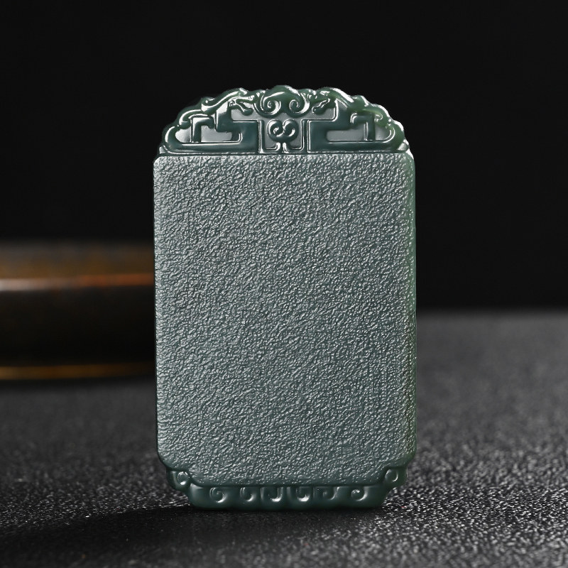 和田玉平安无事牌吊坠男女款青玉