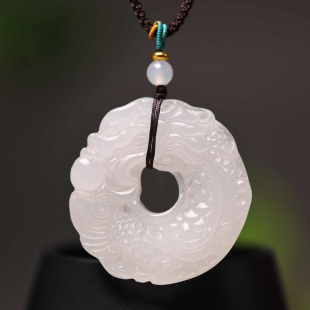 新疆羊脂白鱼化龙平安扣吊坠男女金丝玉鱼跃龙门龙鱼挂件学生玉佩