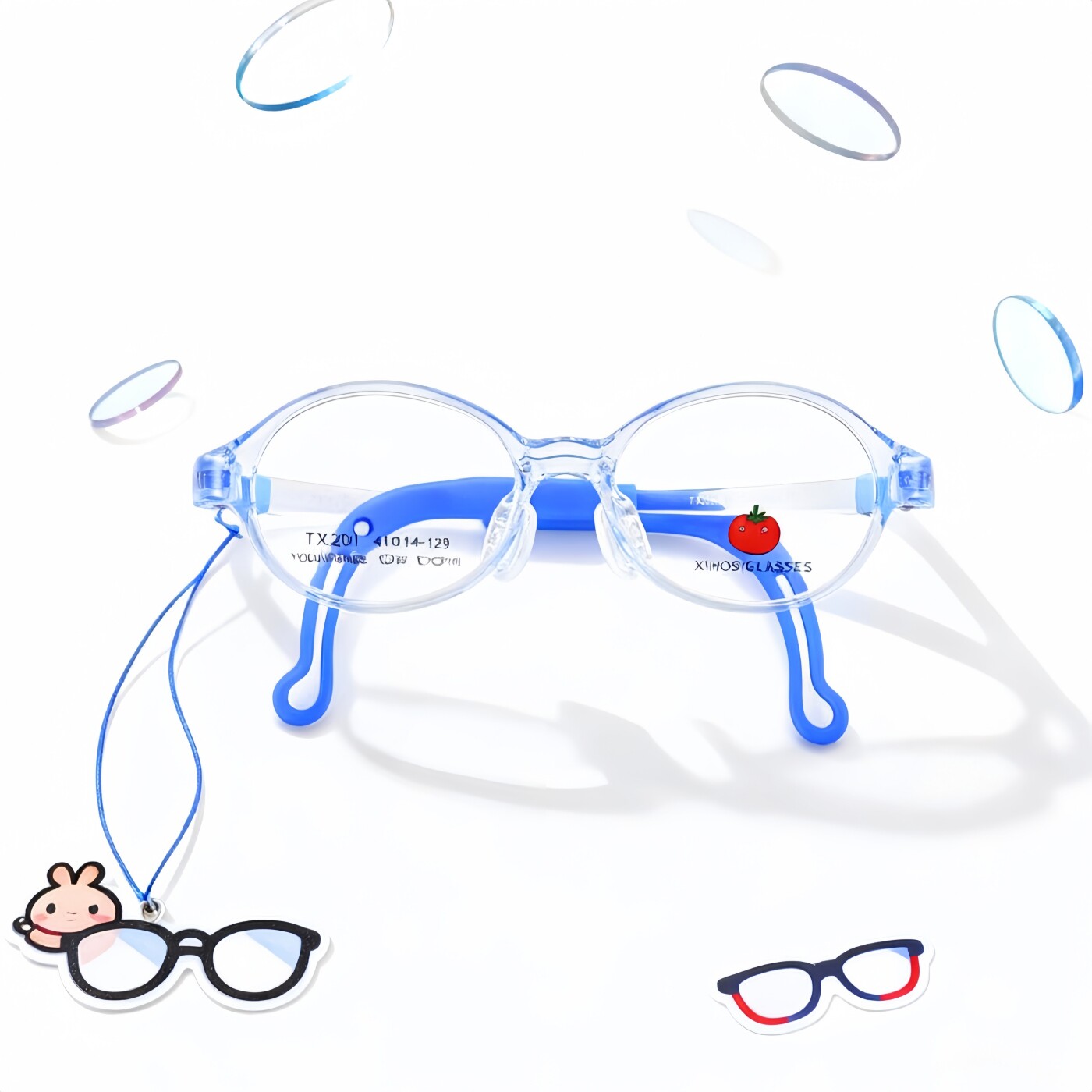 国产番茄儿童镜架2.5-4岁透明彩色远视散光弱视眼镜框男女童防滑