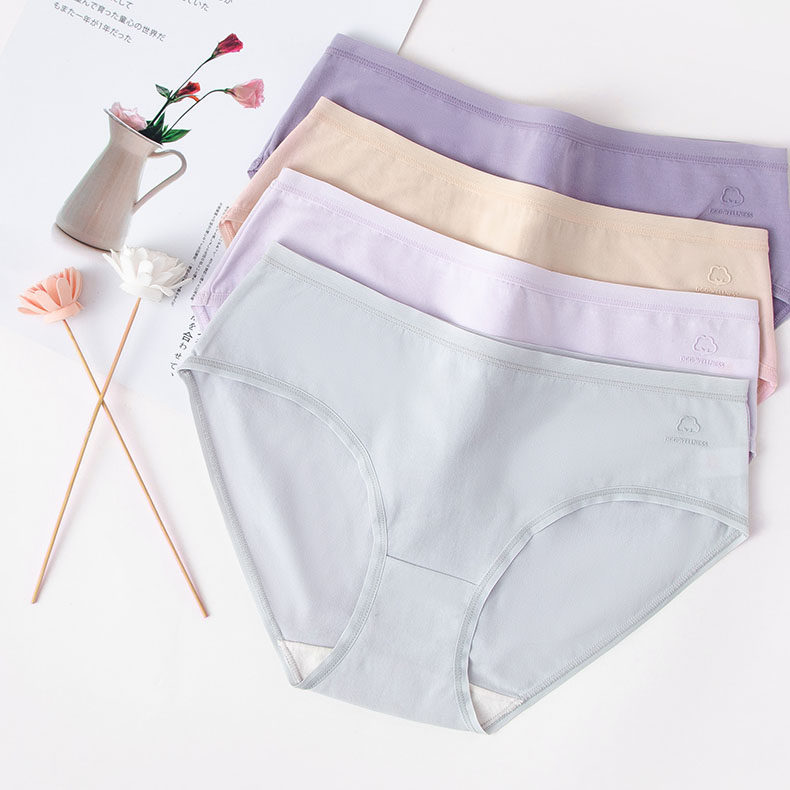 顶呱呱内裤女夏纯棉中腰艾草抗菌裆无痕速干透气三角短裤头顶瓜瓜