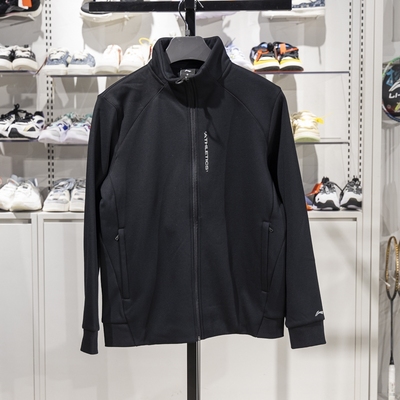 李宁男子立领加绒开衫无帽卫衣