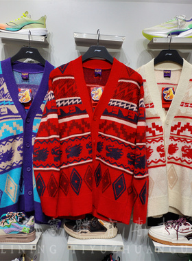 李宁2024春季新品男女同款开衫无帽编织衫宽松型毛衣外套 AMBU021