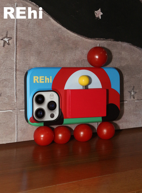 REHi「嘟嘟车」手绘图案iphone15/16promax系列苹果手机壳全包保护套高级菲林壳