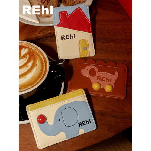REhi夹住卡包原创PU多卡槽卡包