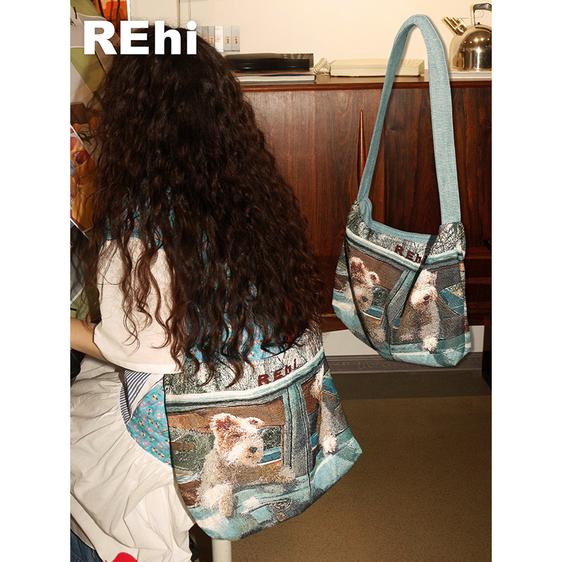 REhi兜风小狗托特包原创斜挎包