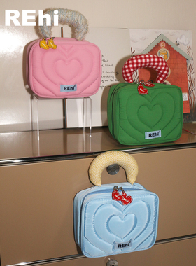 REHi「闪亮桃心」刺绣防泼水便携洗漱包大容量相机收纳包化妆包