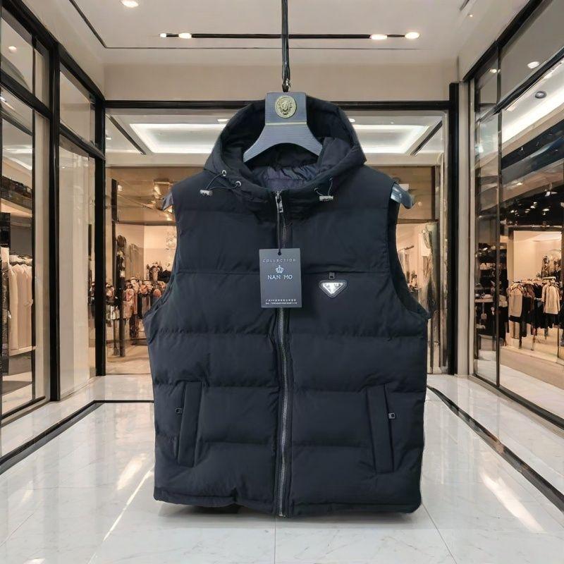 欧货连帽马甲男士秋冬季新款加绒加厚棉服休闲保暖坎肩棉衣男潮流