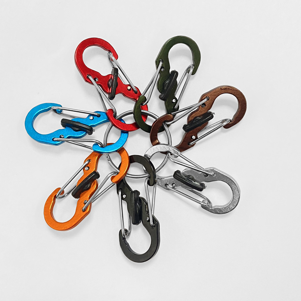 不锈钢8字防盗扣欧洲旅游背包拉锁带锁八字安全扣S形登山扣钥匙扣