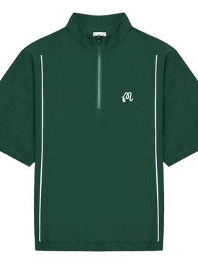 代购MALBON GOLF男士运动夹克防风透气轻便保暖深绿色半拉链设计