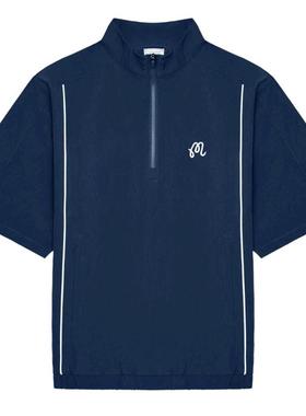 代购MALBON GOLF男士运动夹克防风轻便透气保暖深蓝色半拉链设计